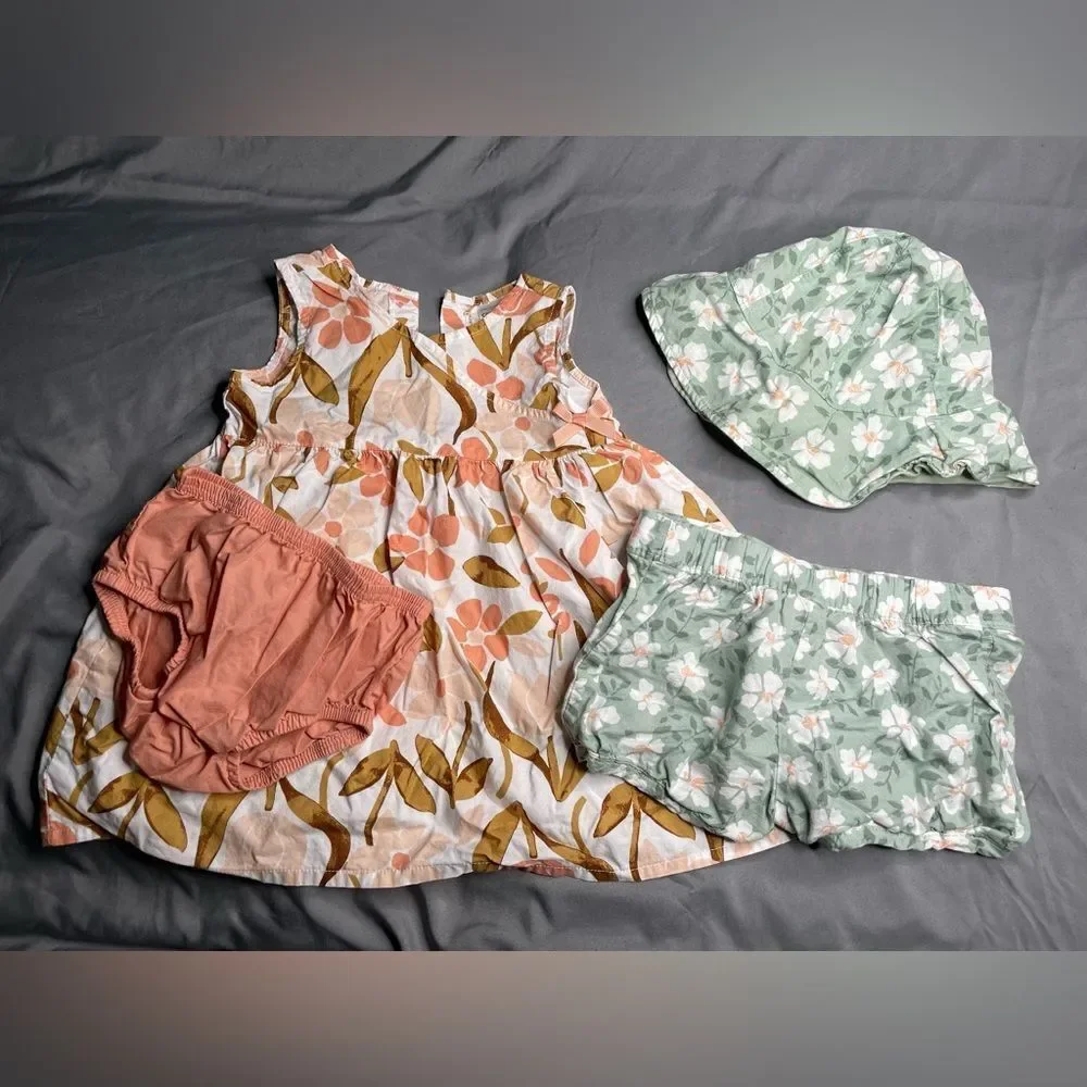 Carter's Green Floral Baby Dress Set